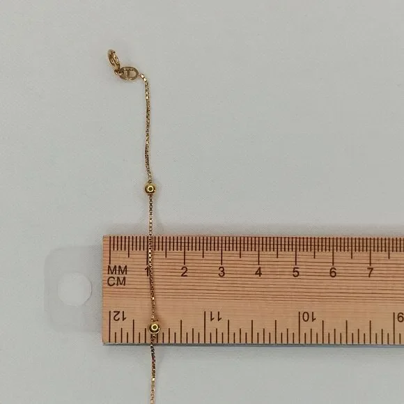 18K Yellow Gold Dainty 1mm Box Chain Bracelet Size 7.5 Inch 2.22g Lightweight
